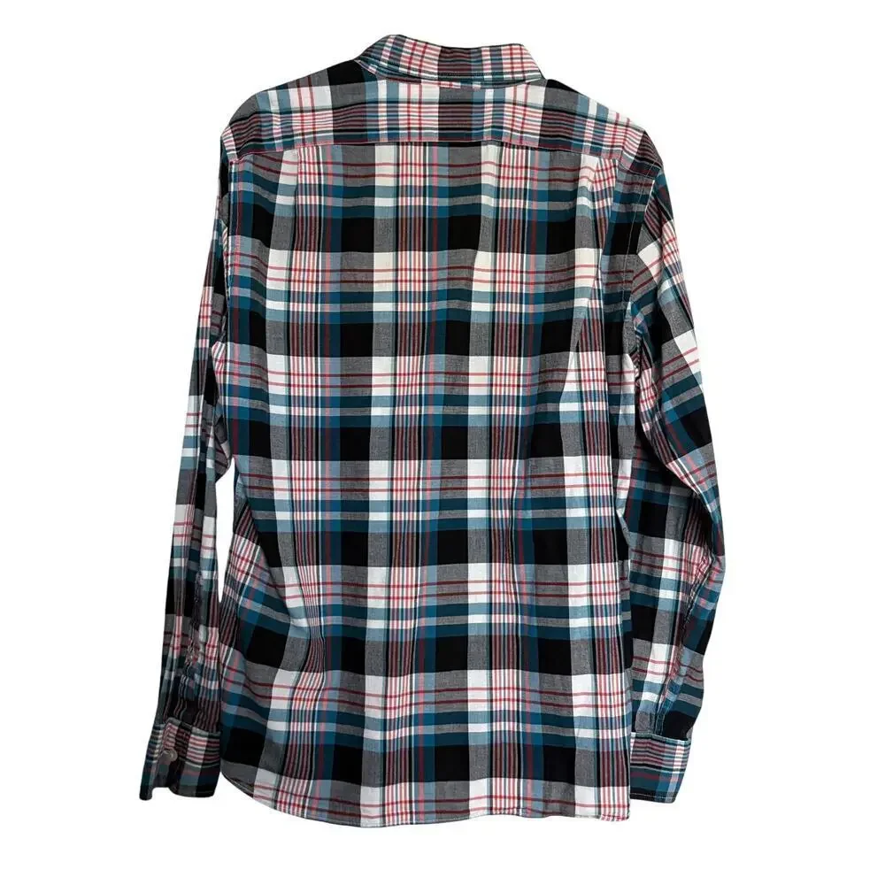 J.Crew Slim Fit Summer Plaid Button Down Shirt  Cotton Mens Lg Preppy GORPCORE